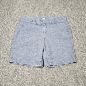 J.CREW Chino‎ Shorts Womens Size 10 Light Blue Slash Pockets Flat Front Chambray